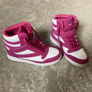 Cute pink and white high tops!